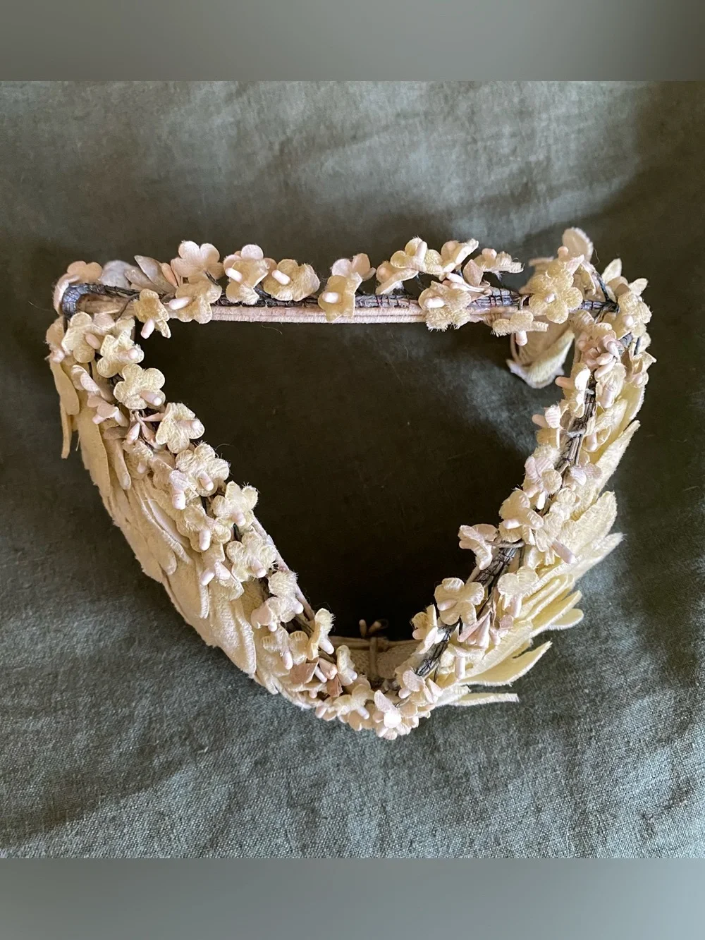 30s Bridal Headpiece - Velvet Leaf Juliet Cap & Orange Blossom Halo Crown